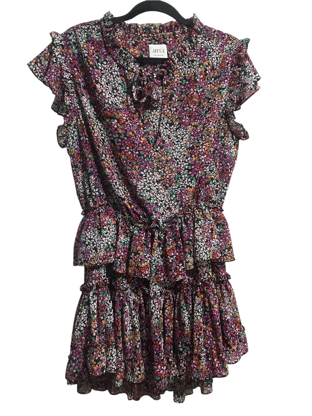 Misa Los Angeles Purple Floral Ruffle Mini Dress size M - Picture 3 of 10